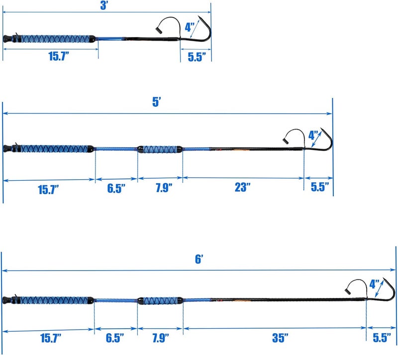 Fiblink Fishing Gaff Portable Fish Gaff with Stainless Steel Fishing Hook,Non-Slip Grip Handle and Fiberglass Shaft for Saltwater Offshore 3'/5'/6'/6'6" - Image 5
